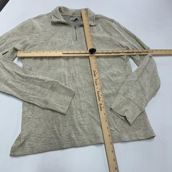 J. Crew Sweater Mens Medium Heathered Cream Grey Double Knit Half Zip Pullover - Picture 6 of 9